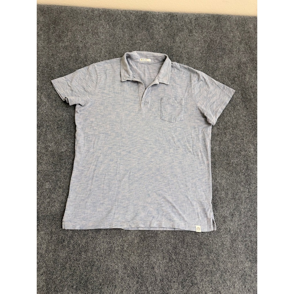 Marine Layer Mens Short Sleeve Micro Stripe Polo Shirt Blue White Large 16089